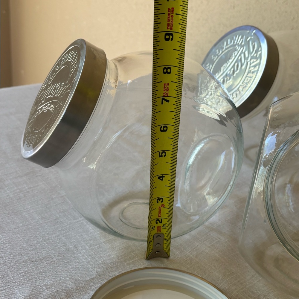 Set of 3 Clear Glass Storage Jars with Silver Metal Lids - Picture 8 of 9